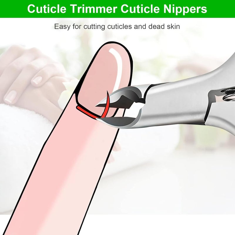 CGBE Cuticle Trimmer, 3/4 Jaw Extremely Sharp Cuticle Nippers, Professional Nail Cuticle Trimmer Tools, Non-Slip Silicone Handle Cuticle Clipper for Nail Care Pedicure Manicure Nail (Green) - Image 5